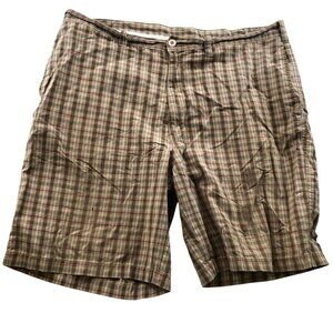 Savane Mens Shorts Size 40W Chino Plaid Casual Summer Retro Classic Tan FLAWS